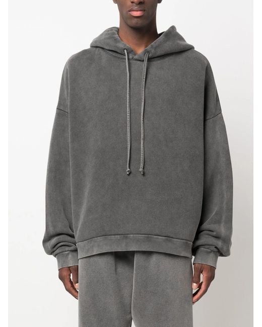 Acne Gray Logo Cotton Hoodie for men