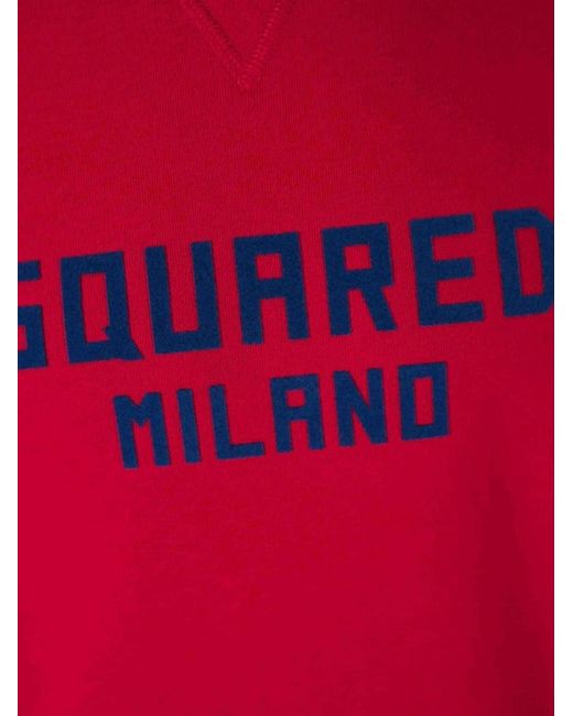 DSquared² Red Milano Flocked Logo Sweatshirt for men