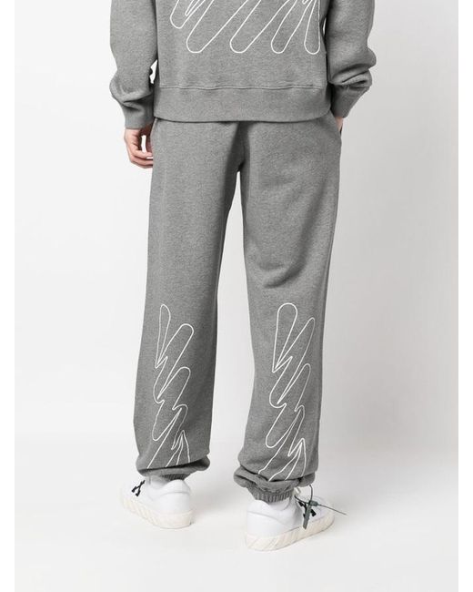 Off-White c/o Virgil Abloh Gray Wave Outline Diagonal Printed Joggers for men