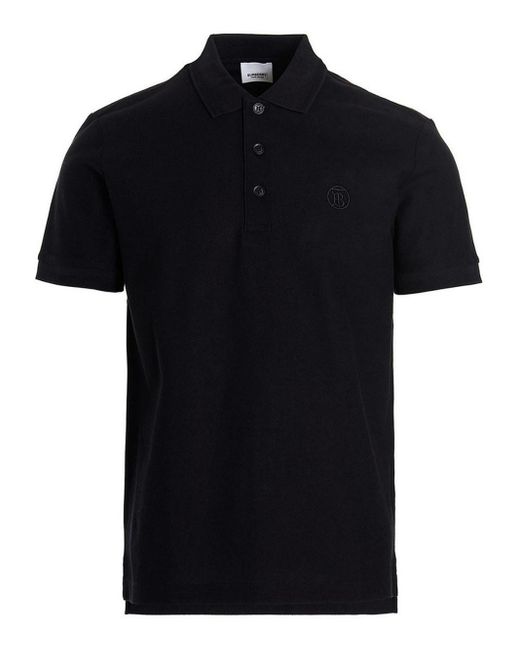 Burberry Men's Branded Circle Logo Coal Blue Polo Shirt