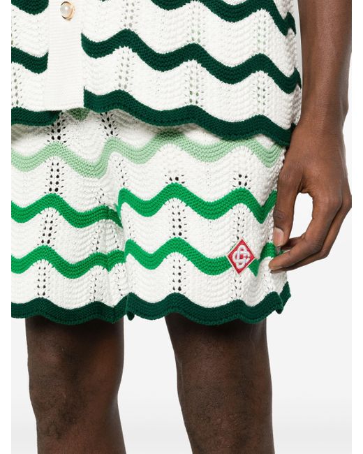 Casablancabrand Green Gradient-wave Crochet Shorts for men
