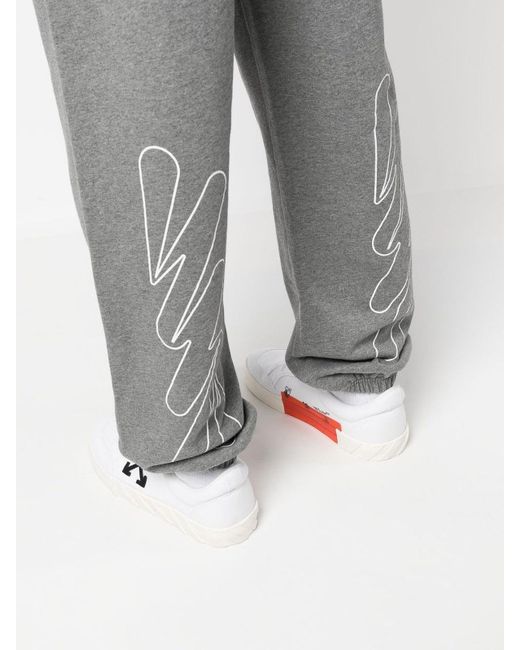 Off-White c/o Virgil Abloh Gray Wave Outline Diagonal Printed Joggers for men