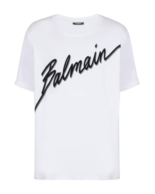 Balmain White Logo-Embellished Cotton T-Shirt for men