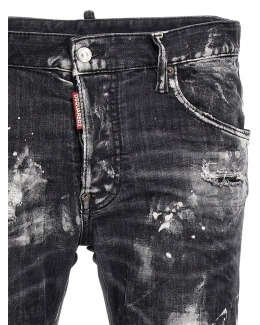 DSquared² Blue Bold Distressed Paint Splatter Jeans for men