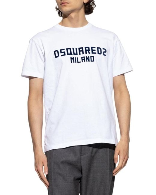 DSquared² White Milano Logo T-Shirt for men