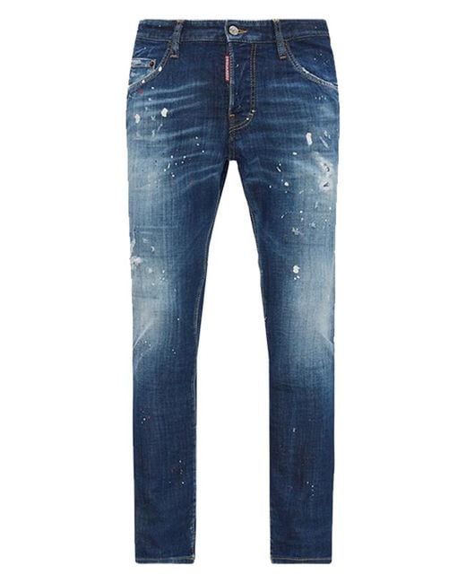 DSquared² Blue Dsq2 Patch Ripped Skater Jeans for men