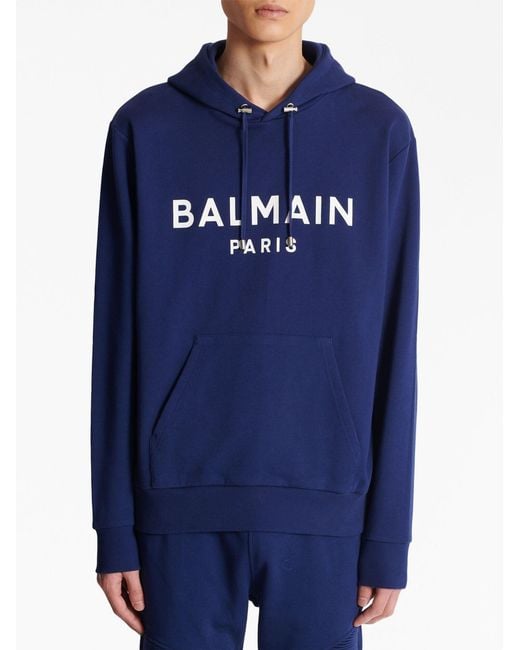 Balmain Blue Logo Hoodie for men