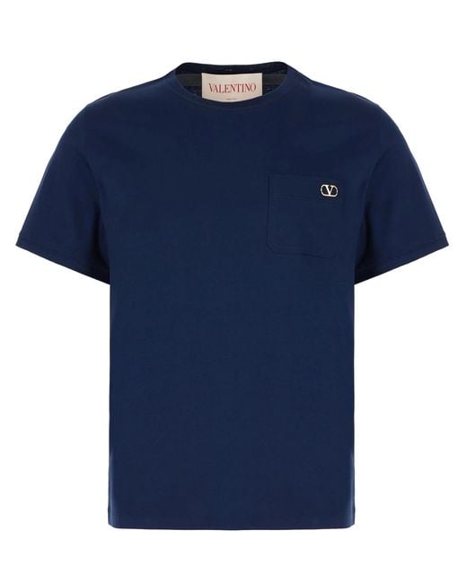 Valentino Blue Plaque Logo T-Shirt for men