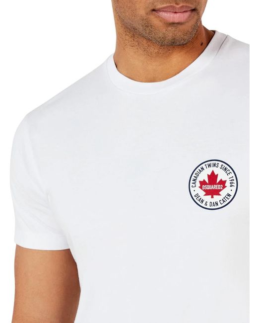 DSquared² White Small Maple Logo T-Shirt for men