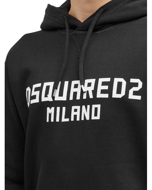 DSquared² Black Milano Logo Hoodie for men