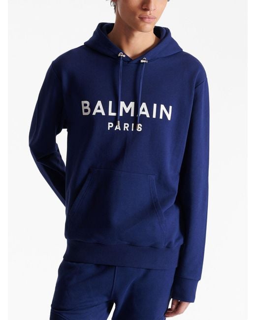 Balmain Blue Logo Hoodie for men