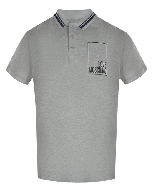 Love Moschino Gray Box Logo Polo Shirt for men