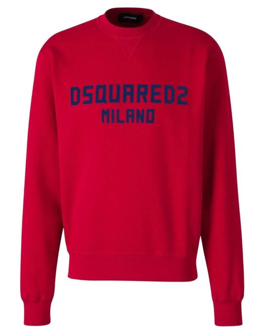 DSquared² Red Milano Flocked Logo Sweatshirt for men