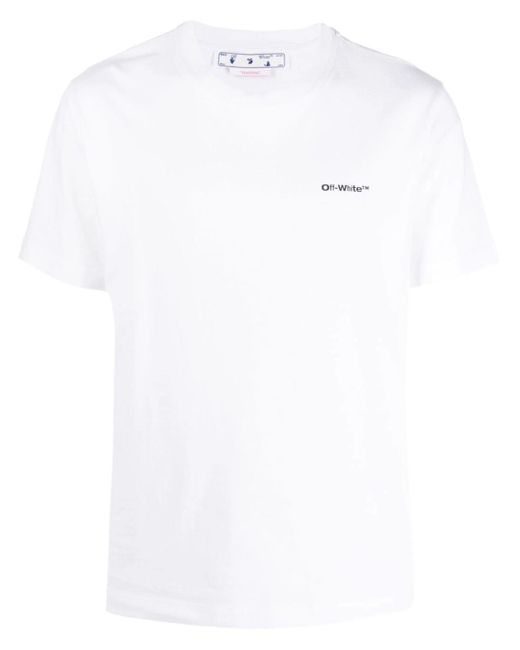 Off-White c/o Virgil Abloh White Off- Wave Diagonal Printed Cotton T-Shirt for men