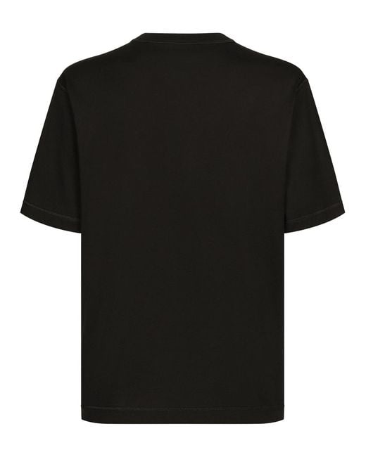 Dolce & Gabbana Black Roman Numerals Crest Embroidered Logo T-Shirt for men