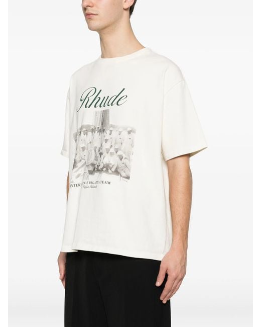 Rhude White Script Tee for men