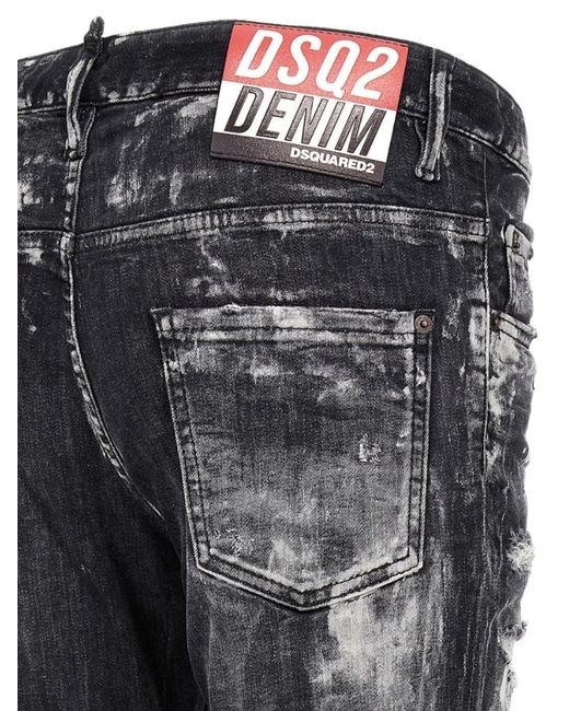 DSquared² Blue Bold Distressed Paint Splatter Jeans for men