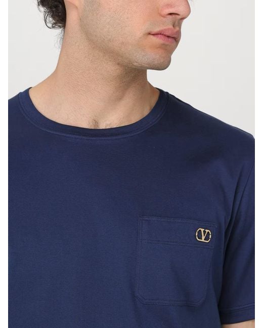 Valentino Blue Plaque Logo T-Shirt for men
