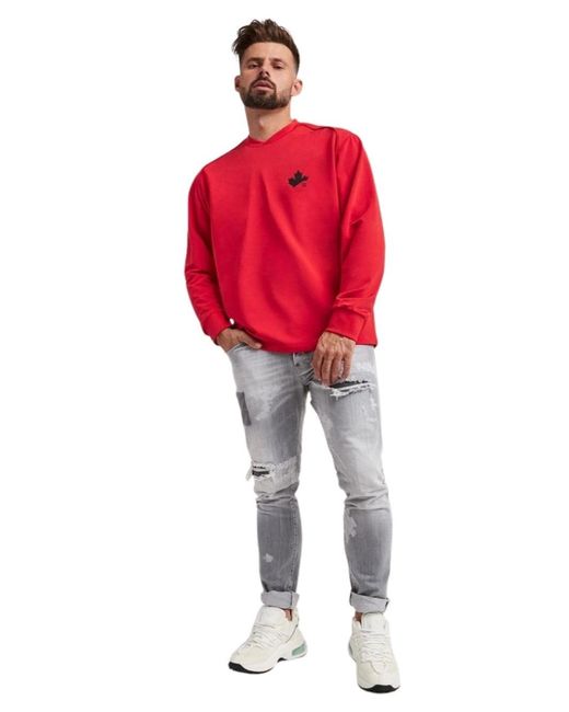 DSquared² Red Small Maple Leaf Logo Sweatshirt for men