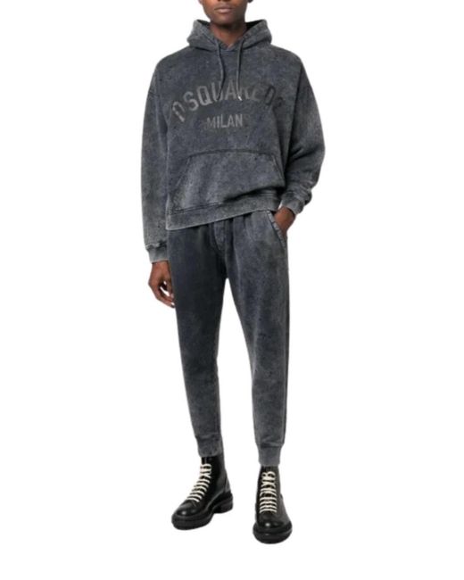 DSquared² Gray Milano Logo Faded Hoodie for men