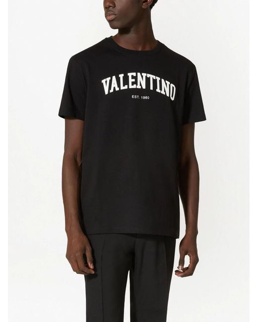 Valentino Black 1960 Logo Print T-Shirt for men