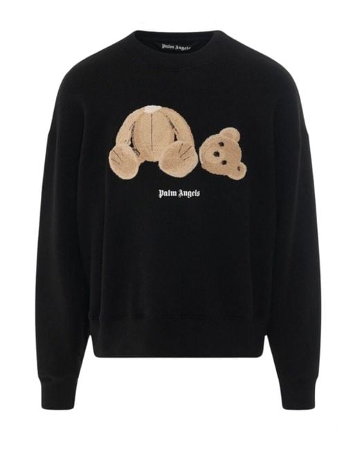 Palm Angels Black Kill The Bear Logo Jumper Cotton for men