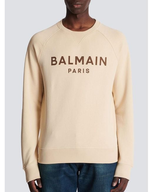 Balmain Natural Paris Logo Print Sweatshirt for men