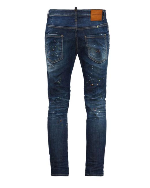 DSquared² Blue Skater Paint Splatter Jeans for men
