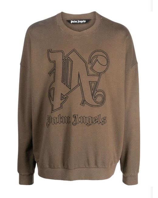 Palm Angels Brown Monogram Sweatshirt for men