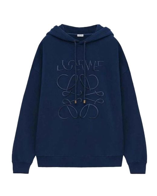 Loewe Blue Split Logo Relaxed Fit Hoodie for men