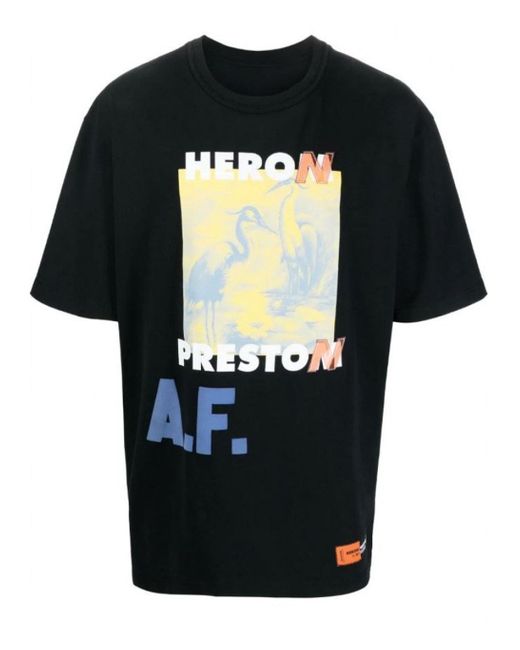 Heron Preston Black A.F Authorised Printed T-Shirt for men