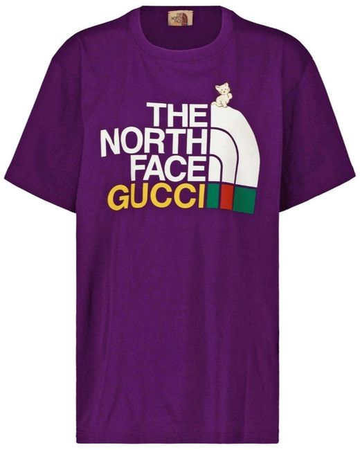 Gucci Purple X The North Face Printed T-Shirt for men