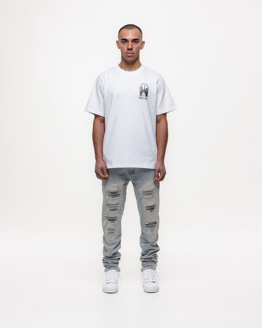Magrit Gray Ripped Slim Jeans for men