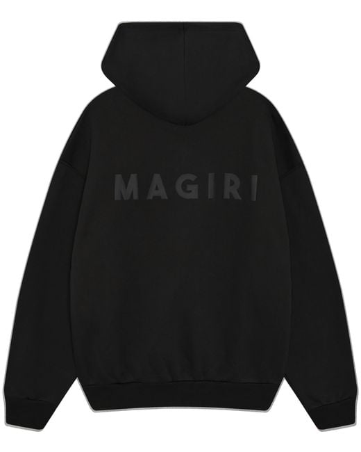 Magrit Black Core Puff Printed Hoodie for men