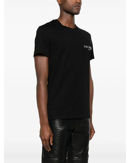 Balmain Black Vintage Gel Logo T-Shirt for men