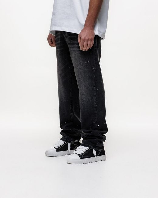 Magrit Gray Core Painted Straight Jeans for men
