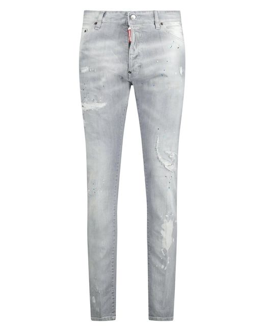 DSquared² Gray Cool Guy Paint Splash Ripped Slim Fit Jeans for men