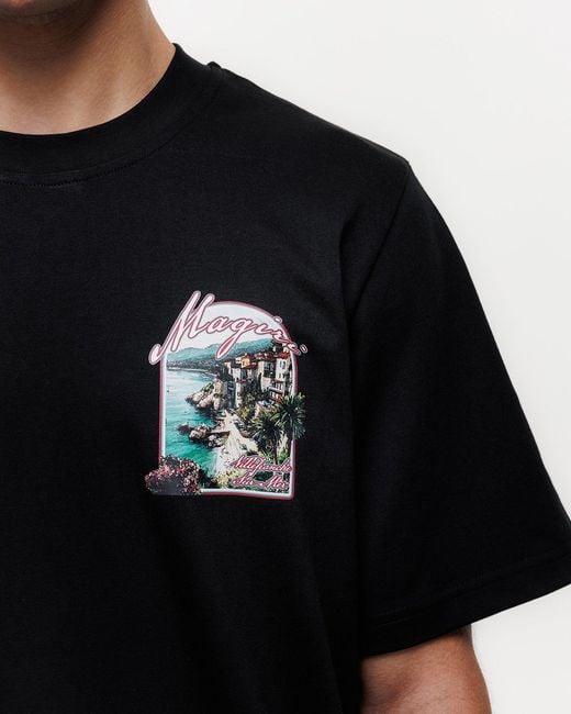 Magrit Black Sur Mur Printed T-Shirt for men