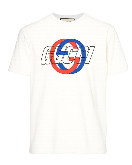 Gucci White Gg Printed T-Shirt for men