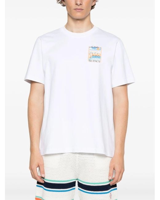 Casablanca White Surreal Pool Printed T-Shirt for men