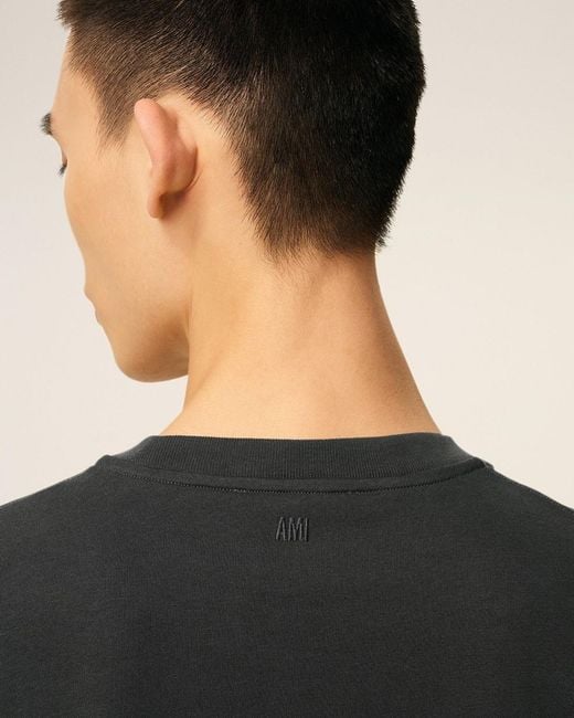 AMI Black De Coeur Jersey T-Shirt for men