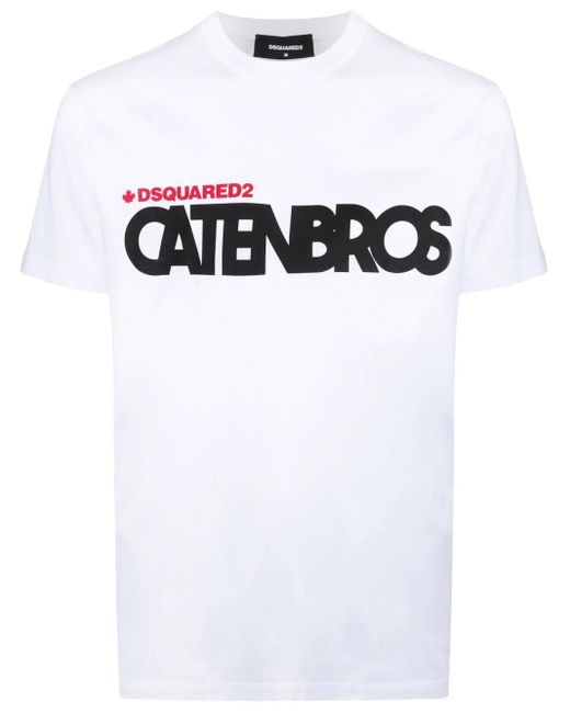 DSquared² White Caten Brothers-Print T-Shirt for men