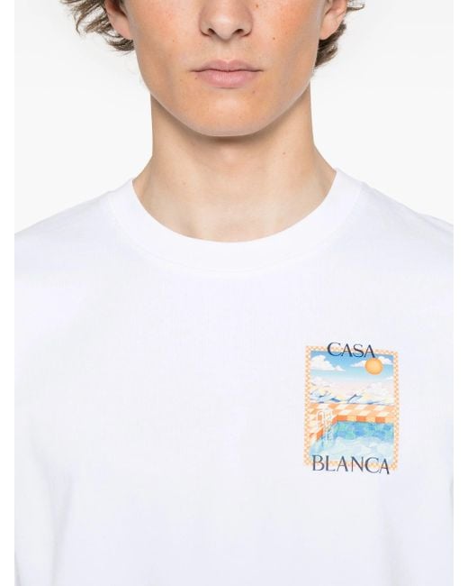Casablanca White Surreal Pool Printed T-Shirt for men