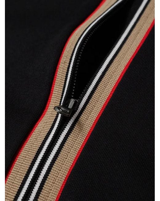 Burberry Black Stripe Detail Zipped Hoodie for men
