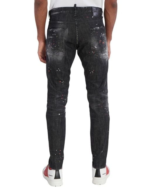 DSquared² Blue Paint Splatter Jeans for men