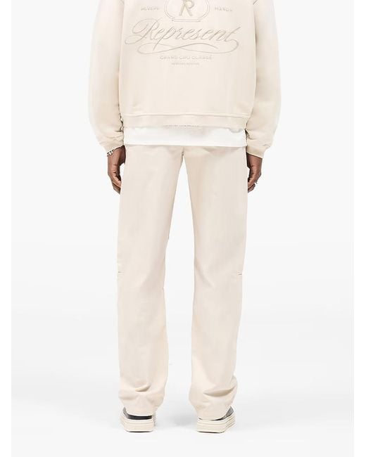 Represent White Front Pocket Cargo Trousers for men