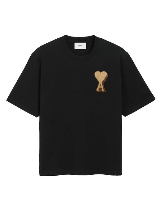 AMI Black De Coeur Heavy Cotton T-Shirt for men