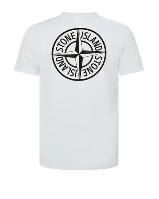 Stone Island White Institutional Four Compass Printed Cotton T-Shirt for men