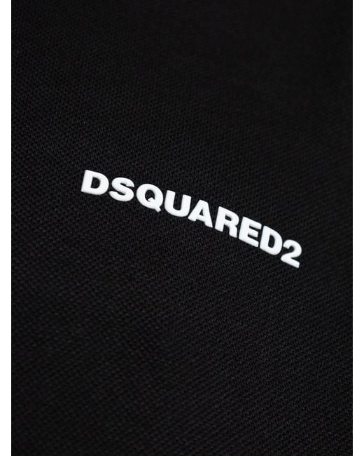 DSquared² Black Logo Print Piqué Polo Shirt for men
