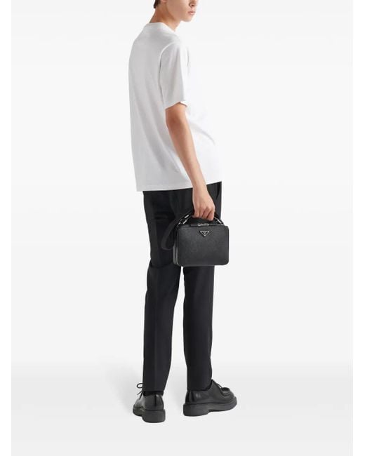 Prada White Triangle Plaque T-Shirt for men
